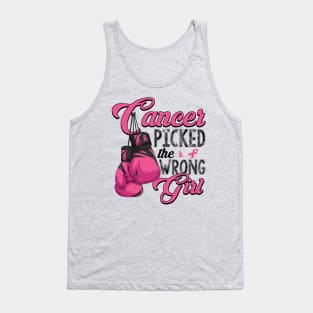 Cancer Picked The Wrong Girl Pink Ribbon Tank Top